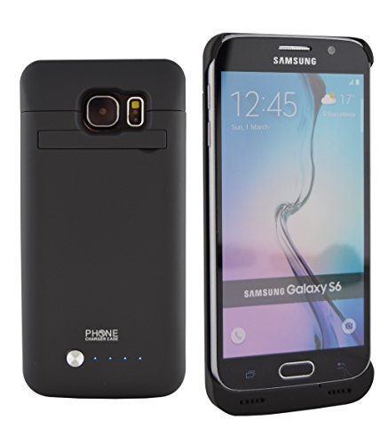 Samsung Galaxy S6 Battery Case 4200mAh Rechargeable Back-Up Power Case with Integrated Media Kickstand by PhoneChargerCase
