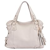 EUBags Womens Stylish Leather Hobo Bags with Tassels Shoulder Bag Handbag White