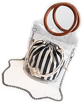 Classy Waterprof Clear Tote Beach Shoulder Crossbody Bag with Travel Cosmetic Bag Makeup Bag Pouches black
