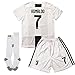 GLL SPORT New 2018-2019 Home #7 Ronaldo White Soccer Football Jersey for Kids Youth Shirt Short Socks Kit (11-12 Years)