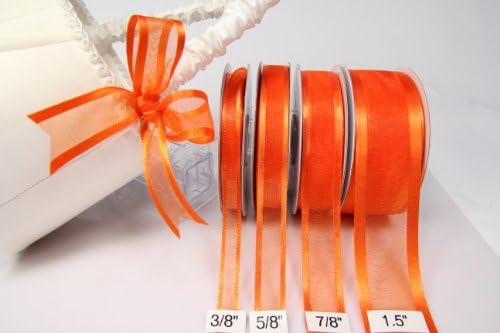 Orange Organza Ribbon With Satin Edge-25 Yards X 3/8 Inches