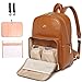 PU Leather Diaper Bag Backpack - Nappy Bag Baby Bags for Mom Unisex Maternity Diaper Bag with Stroller Hanger|Thermal Pockets|Adjustable Shoulder Straps|Water Proof| LargeCapacity (Brown)