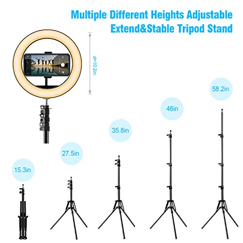 Selfie Ring Light with Tripod Stand and Cell Phone Holder for Live Stream, SPRITREE 10.2\