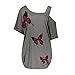TOPUNDER 2018 Summer Butterfly Printing Tops Crop Cold Shoulder Shirt Women Blouse