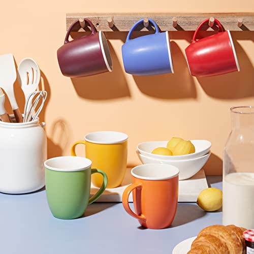 LIFVER 18oz Large Coffee Mugs Set of 6, Assorted Colored Coffee Mugs with Handle, Matte Ceramic