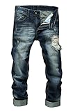 MR. R Men's Washed Distressed Ripped Slim Fit Denim Jean Series All seasons