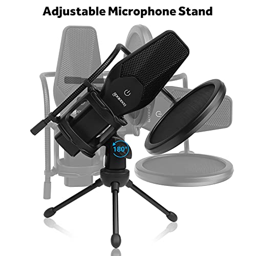 USB Microphone, Goojodoq Condenser Mic with Tripod Stand and Pop Filter