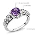 925 Sterling Silver Purple Amethyst Gemstone Birthstone Women's Ring 1.02 Ct (Available 5,6,7,8,9)