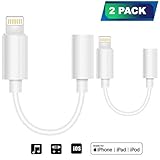 (2 Pack) Lighting to 3.5mm Headphones/Earbuds Jack Adapter Aux Cable Earphones/Headsets Converter Accessories Support iOS 12/11-Upgraded Compatible with iPhone XS/XR/X/8/8 Plus/7/7 Plus/ipad/iPod
