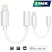 (2 Pack) Lighting to 3.5mm Headphones/Earbuds Jack Adapter Aux Cable Earphones/Headsets Converter Accessories Support iOS 12/11-Upgraded Compatible with iPhone XS/XR/X/8/8 Plus/7/7 Plus/ipad/iPod