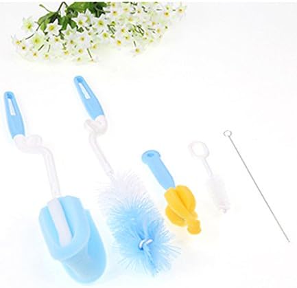 Hotreasure baby Bottle Cleaning Brush Cleaning Set, Baby Bottle & Tube Brushes 360 Degree Rotating, Soft Safe Baby Bottle Nipple Straws Cleaner Kit, Non-toxic Nylon and Sponge Bristles, 5 Pcs