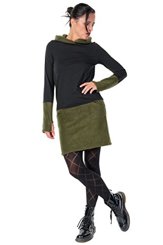 3Elfen-Vestito-Cappuccio-Donna-Casual-con-Pile