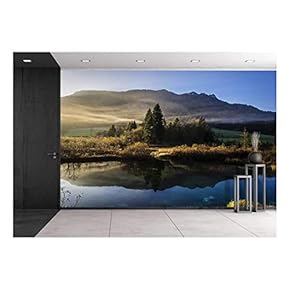 Landscape with Mountain and Lake at Daylight - Removable Wall Mural | Self-Adhesive Large Wallpaper - 66x96 inches