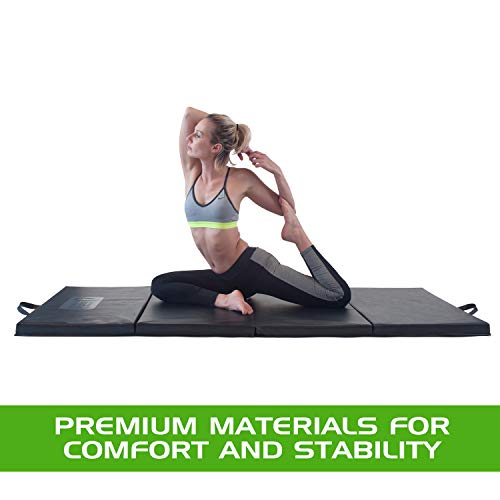 Ultimate Body Press Exercise and Yoga Mat - 6'4" x 3' x 2" - Four Panel Folding Mat with Premium Materials and Foam - Sized Right for Your Fitness