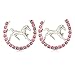 Lucky Charm Horseshoe Horse Mustang Pony Stud Post Earrings Rhinestones Fashion Jewelry (Pink)