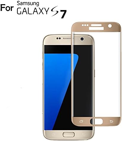 Galaxy S7 Screen Protector Glass (3D Curved Full Screen Coverage), Bye-Bye-Bubble 3D Curved Samsung Galaxy S7 Tempered Glass Screen Protector [NOT S7 Edge] 2016 (Gold)