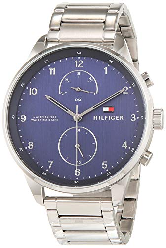 Tommy Hilfiger Reloj Analógico de Cuarzo multifunción para hombre con Correa en Acero Inoxidable plateada – 1791575