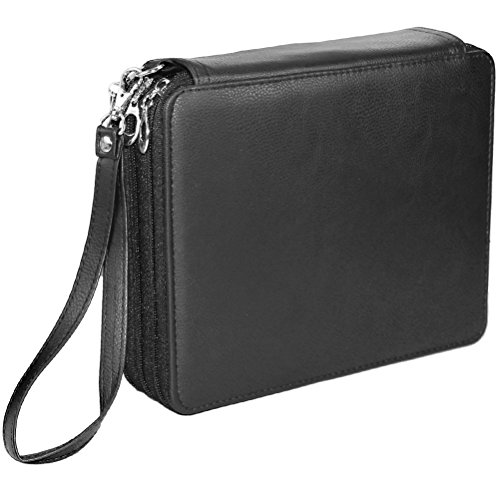 Miraclekoo 120 Slots PU Leather Pencil Holder Pencil Case Large Capacity Multi-layer Pencil Bag (BLACK)