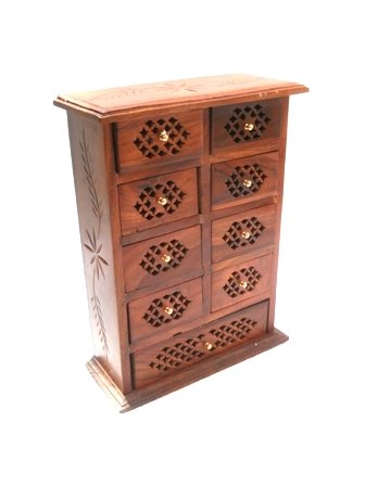PINDIA Cabinet Mini Wooden Chest Coin Jew Collection Door Home Decor Jwellery Furniture