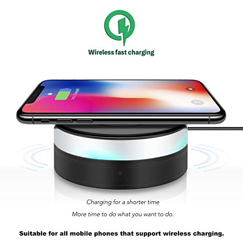 WiFi Hidden Camera, Wireless Charging, Spy Camera with 160°Rotate Lens and Qi Certified 5W Fast Wireless Charging Pad Compatible with iPhone8/8P, x, Samsung Galaxy Note 9/S9/Note 8