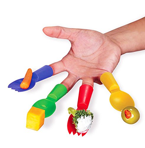 Finger Sporks Set Of 4 MultiColored Novelty Utensils