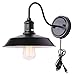 Kingmi Wall Lamp Dimmable Wall Sconce Black Industrial Vintage Lighting Gooseneck Wall Light Fixture with Plug in Cord and On Off Toggle Switch for Bedroom Nightstand, Set of 2
