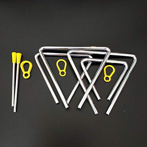 4-Pack Music Triangle Instrument, Magnoloran Steel Rhythm Musical Percussion Triangle Instruments with Strikers for Early Preschool Education (4 Sizes - 4,5,6,7 Inch)