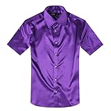 ZERDSKY Men's Regular-Fit Satin Shiny Solid Color Shirt