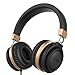 Headphones with Microphone, Honstek A5 Portable Headphones Stereo Bass Headset with Volume Control and in-line Microphone for Cellphones and PC and Laptop and Tablet (Black Gold)