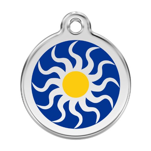 Red Dingo Custom Engraved Stainless Steel and Enamel Dog ID Tag - Tribal Sun (Medium)