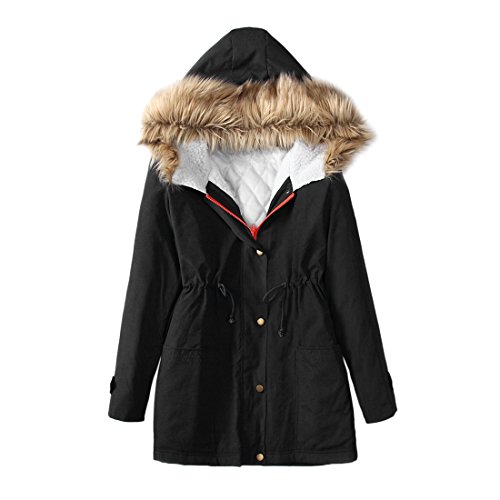 Shinekoo Women's Warm Winter Long Jacket Fur Overcoat Outwear Hooded Parka