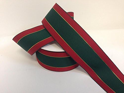 Grosgrain Red Green and Gold Stripe Holiday Ribbon - 2" X 5 Yards - All the Makings