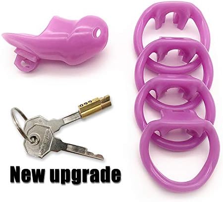 FYJUSTICE Men's Lightweight Comfortable Resin Chasti-ty Device with 4 Sizes Rings