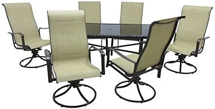 Outdoor Innovation Pacifica Aluminum 7 Piece Rectangular Glass Top Patio Dining Set