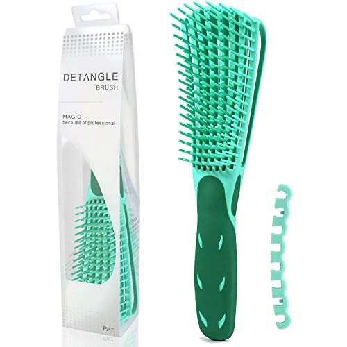 EZ Detangler Brush, Xxtylo Detangler Hair Brush Detangling Brush for 3A to 4C Curly/Kinky/Wavy/Coily Afro Hair, Easy Detangle Men, Women, Kids Wet/Dry/Long Hair (Green-1 Pack)