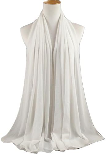 Elegance Collections Bubble Chiffon Scarves Muslim Hijab Headwrap Rectangle One Size (#36) White