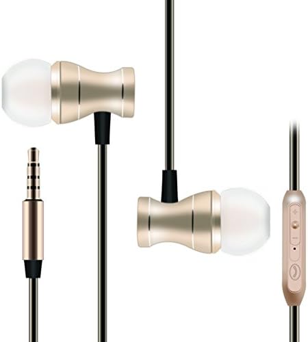 Wired Headphones,In Ear Magnetic Metal Sport Earbuds Sweatproof Headsets with Mic,Noise Canceling Hifi Stereo Heavy Bass Earphones for Workout Running Jogging Gym for iPhone Samsung by Mayama(Gold)