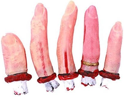 Yasson Set of 5 Fake Cut Off Bloody Severed Fingers - Disgusting Scary Blood Horror Halloween Fancy Dress Accessory Decoration by YASSON