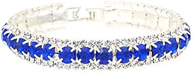 JSEA Multi Color 6mm Round Rhinestones Tennis Bracelets Silver Womens Red Blue Black Clear Rhinestones Jewelry