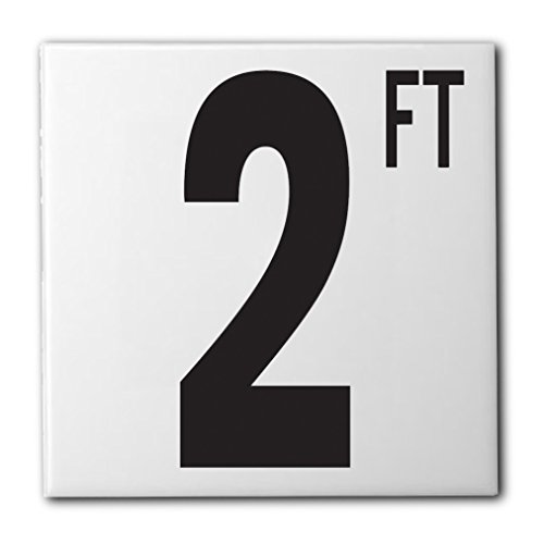 Ceramic Swimming Pool Waterline Depth Marker "2 FT" Smooth Finish, 5 inch Font