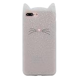 DiDicose Samsung Galaxy S8 Case,3D Cartoon Animal Translucent Glitter Whiskers Cat Kitty Silicone Rubber Phone Case Cover for Samsung Galaxy S8 (5.8 inch)