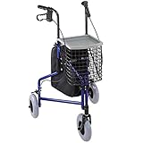Duro-Med Folding Rollator Walker with Swiveling Front Wheels, 3 Wheel, Aluminum Light-Weight, Detachable Storage Tray, Royal Blue