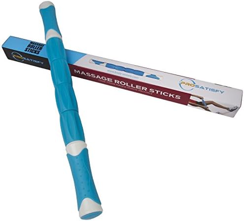 ProSatisfy Pro-Style Massage Stick Muscle Roller with Handle, 18.5 Inch | Soothing Trigger Point &amp; Stress Relief Therapy for Back, Neck &amp; Shoulders | For Gym, CrossFit, Running, Sports &amp; More | Blue