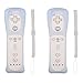 Poglen 2 Packs Wireless Gesture Controller Compatible for Nintendo wii/wii u Console - with Silicone Case and Wrist Strap for wii Controller (White and White)