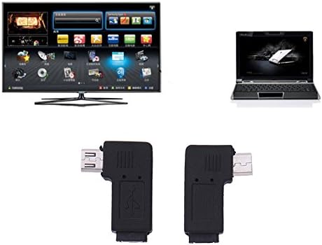 Mini USB Type B Female to Micro USB Male 90 Degree Right Angle Micro USB Port to Micro USB Port Adapter Cable Connector (Leftright)