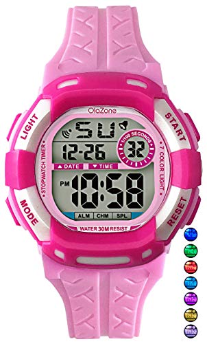Kids Watch Digital Girls Boys 7-Color Flashing Light Water Resistant 100FT Alarm Watch for Age 4-10 (Pink) Kids Watch Digital Girls Boys 7-Color Flashing Light Water Resistant 100FT Alarm Watch for Age 4-10 (Pink)