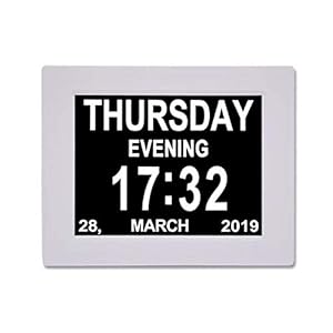 NXX Digital Calendar Alarm Day Clock – with 8″ Large Screen Display, 5 Alarm, for Extra Large Impaired Vision People, The Aged Seniors, The Dementia, for Desk, Wall Mounted, Black,Black