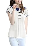 Allegra K Women's Doll Collar Bowknot Decor Petal Sleeves Chiffon Blouse