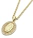 Mens Gold Tone G Stardust Oval Virgin Guadalupe Pendant 4mm 24