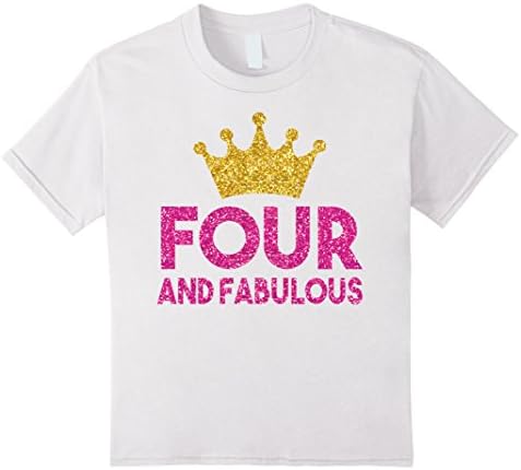 Kids 4th Birthday Shirt For Girls: Four Princess Crown Gift  4 White